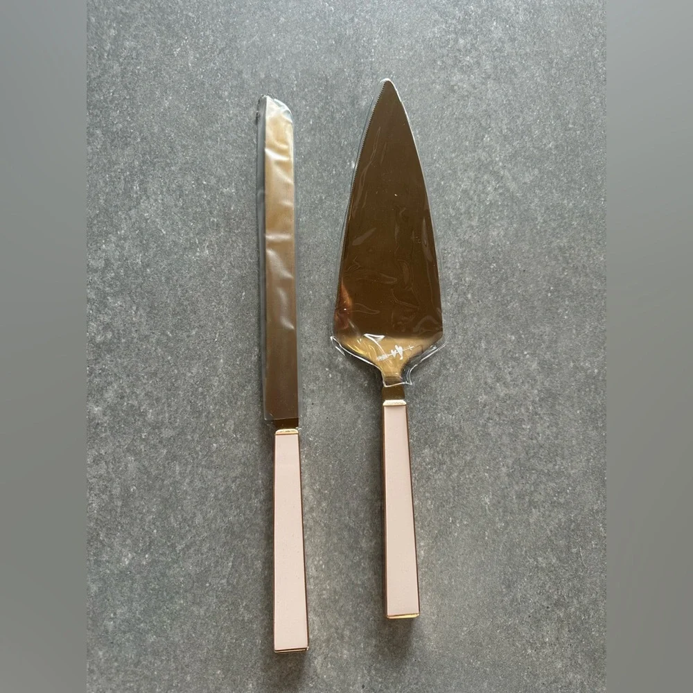 Kate Spade Pink and Gold Knife and Server Set - Picture 1 of 1